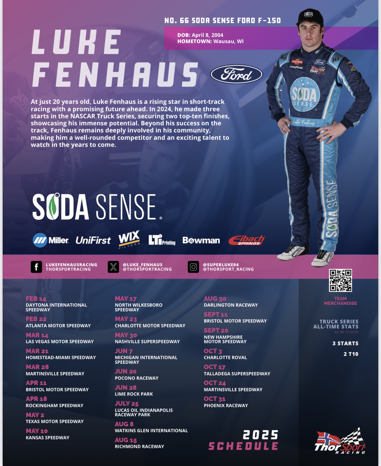 2025 NASCAR Truck Series Schedule - Luke Fenhaus